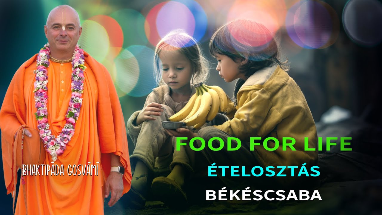 Ételosztás Békéscsabán. Bhaktipāda Gosvāmī