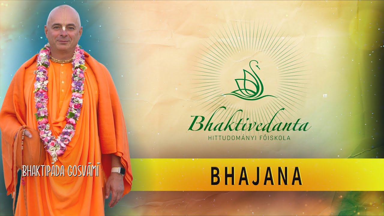 Bhajana a Bhaktivedanta Hittudományi Főiskola halgatóival. Bhaktipāda Gosvāmī