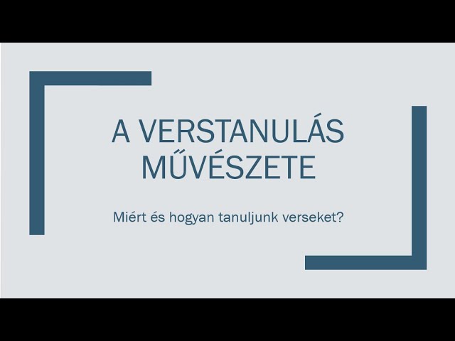 A verstanulás művészete