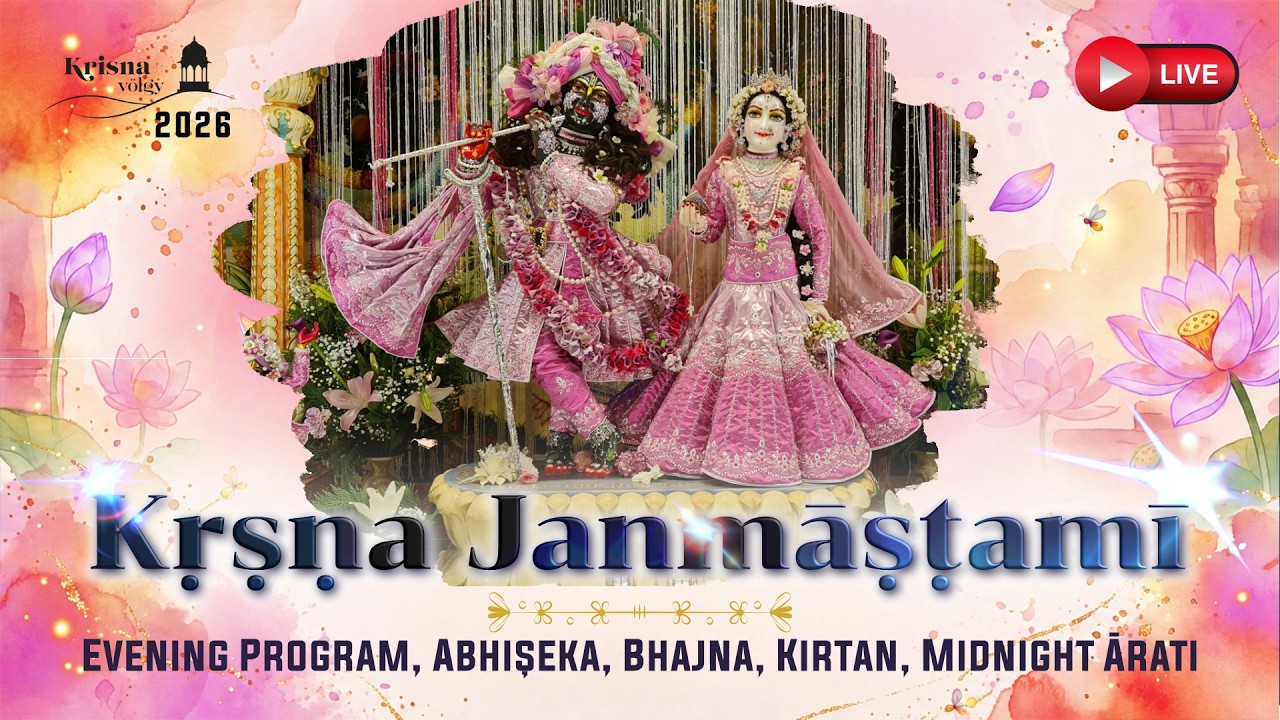 Kṛṣṇa Jannmastami Festival, Kṛṣṇa Valley 2026, Evening Program, Abhiseka, Bhajana